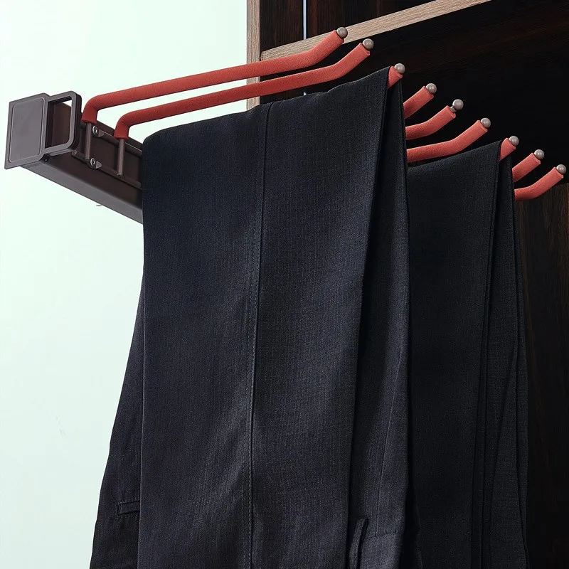 

Wardrobe Right Left Side Mounted Aluminum Alloy Telescopic Pants Rack, Multi-Functional Trousers Storage Hardware
