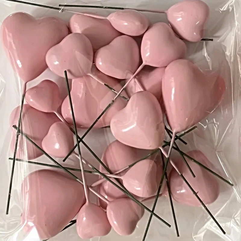 

20Pcs 3D Heart Shape Cake Topper Gold Silver Pink Blue Ball Happy Birthday Diy Cupcake Flag Christmas Wedding Party Decoration