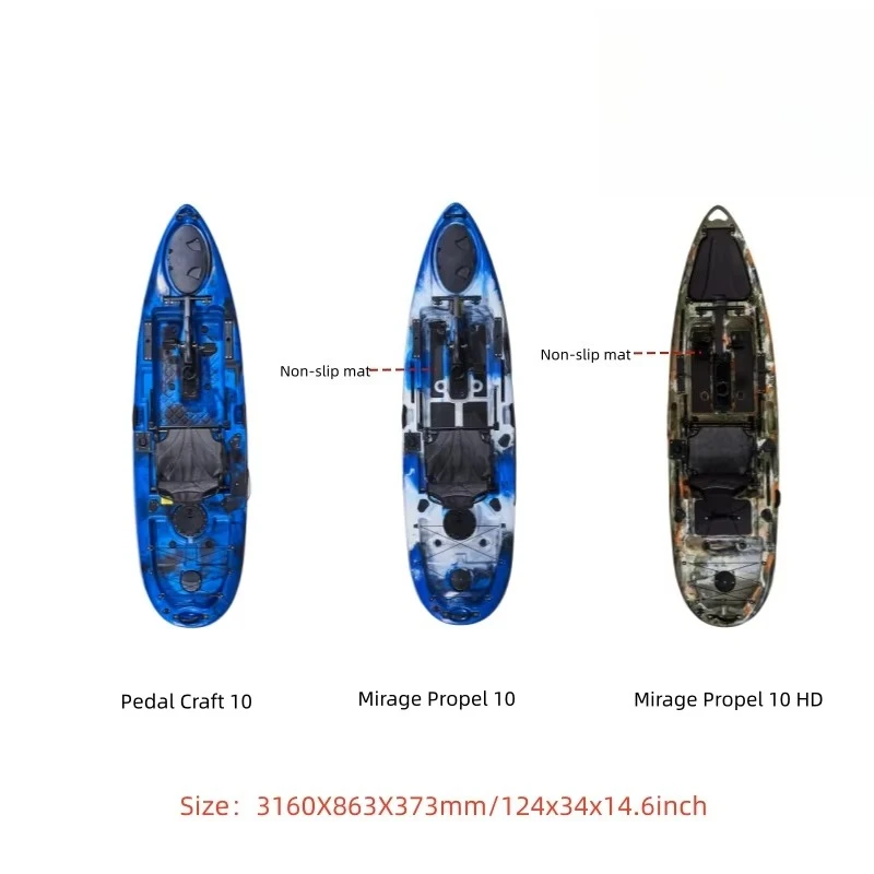 중국산 10피트(3.16미터) 낚시용 페달 카약 (1인용, 호수, 강, 바다에서 사용 가능, 문전 배송 가능)