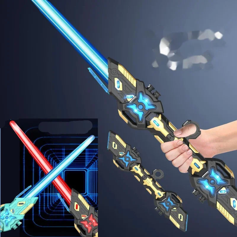 Retractable Lightsaber Finger Rotating Laser Sword Flash Luminous Soundfont  Blaster Halloween Cosplay Battle Toy For Children