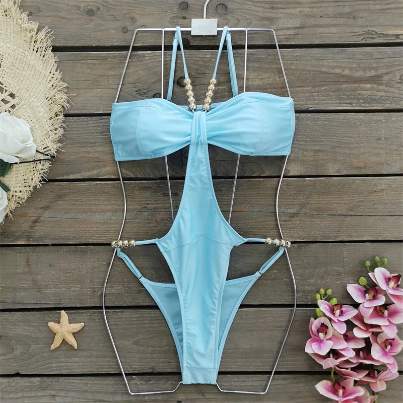 Maillot de bain sexy pour femmes, 1 pièce, bikini, haut d'été, sous-vêtements de plage, vêtements de vacances