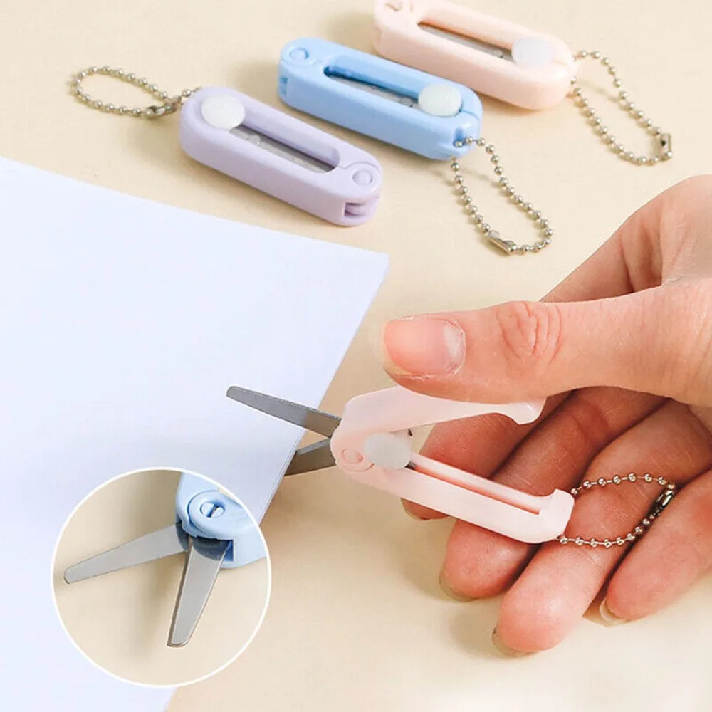 3Pcs New Mini Folding Scissors Scalable Multifunctional Stainless Scissors Portable Office Tools Students