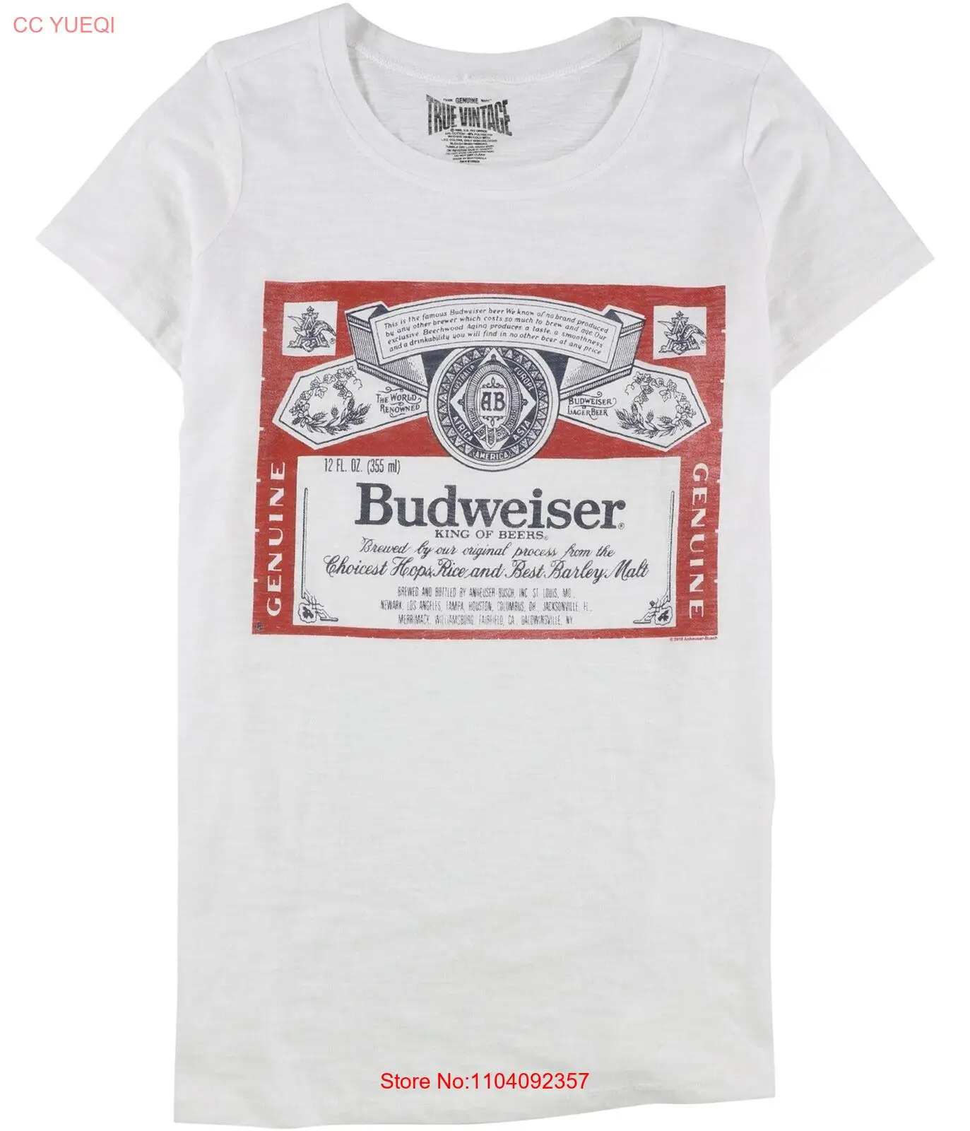 Винтажная женская футболка с логотипом Budweiser True, белая, 4 шт.