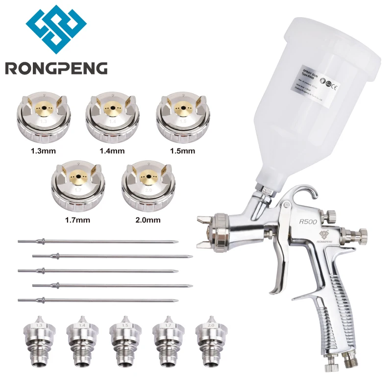 RONGPENG R500 LVLP Water Based Air Paint Spray Gun 1.3/1.4/1.5/1.7/2.0mm Nozzle 600cc Cup For Cars Primer Furniture Coatings