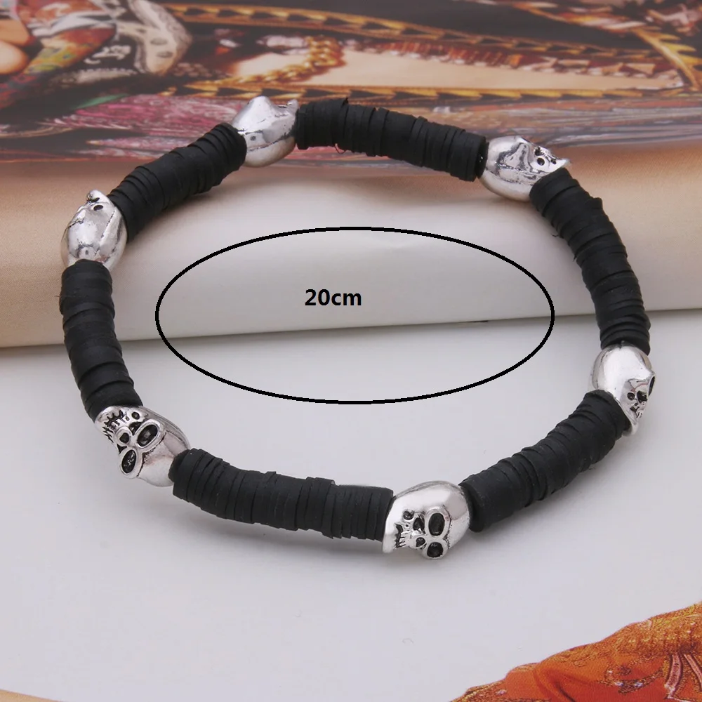 Summer Skull Soft Clay DIY Bohemian Bracelets Beo Gothic Boho Women Men Handmade Bead String Pulseras Halloween Couple Jewelry