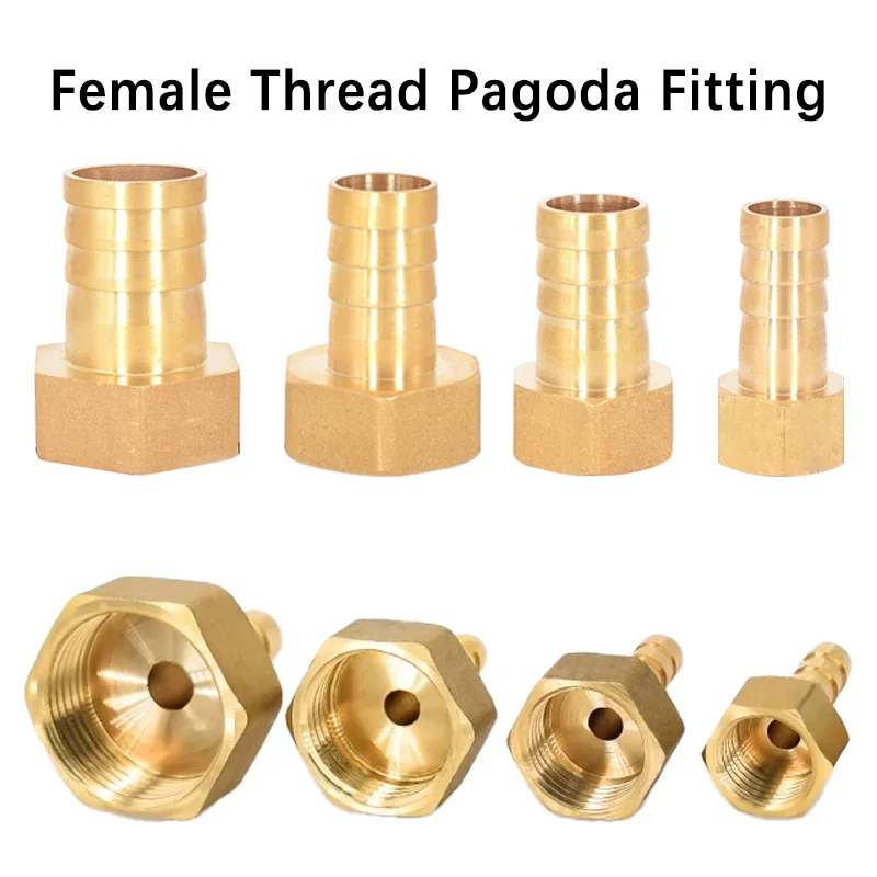 

PC Hose Barb Tail Pagoda Connector 6 8 10 12 14 16mm Connector Hose 1/8 1/2 3/4 3/8 BSP Female Thread Brass Water Pipe Fittings