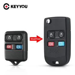 KEYYOU Flip Fob Shell per Ford Crown Victoria Escape Expedition Explorer Sport Trac 4 pulsanti chiave remota pieghevole