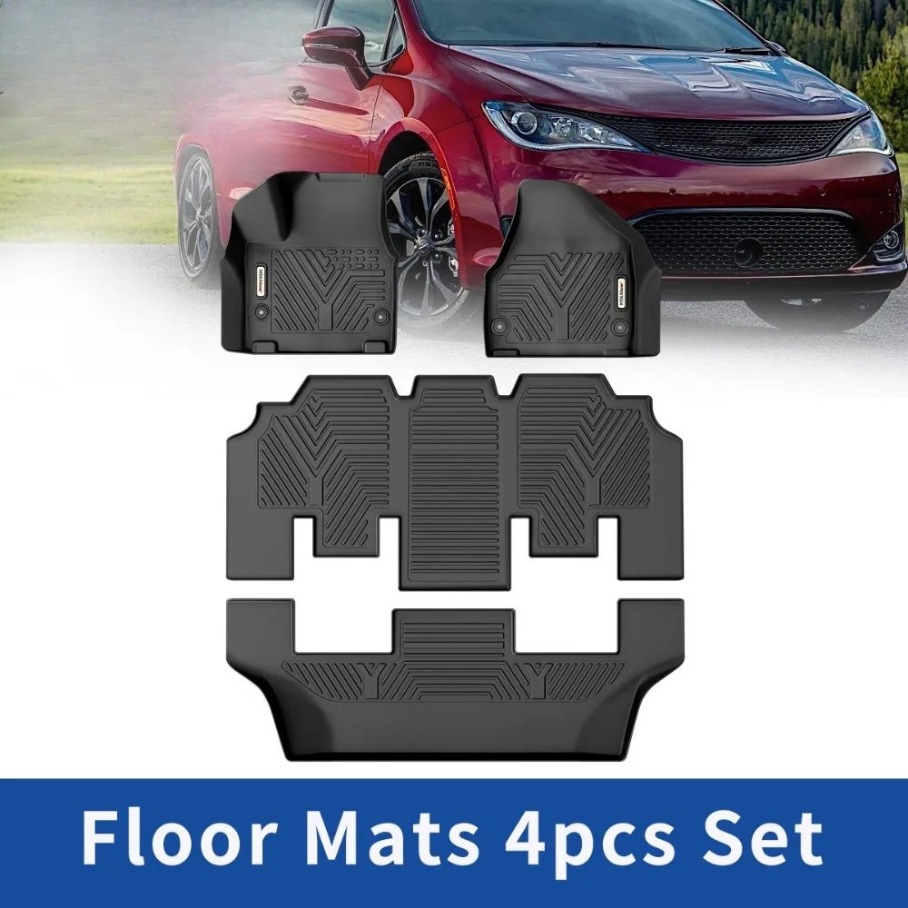 3D Mold Floor Mats for 2017-2026 Chrysler Pacifica All Weather TPE Rubber Liners