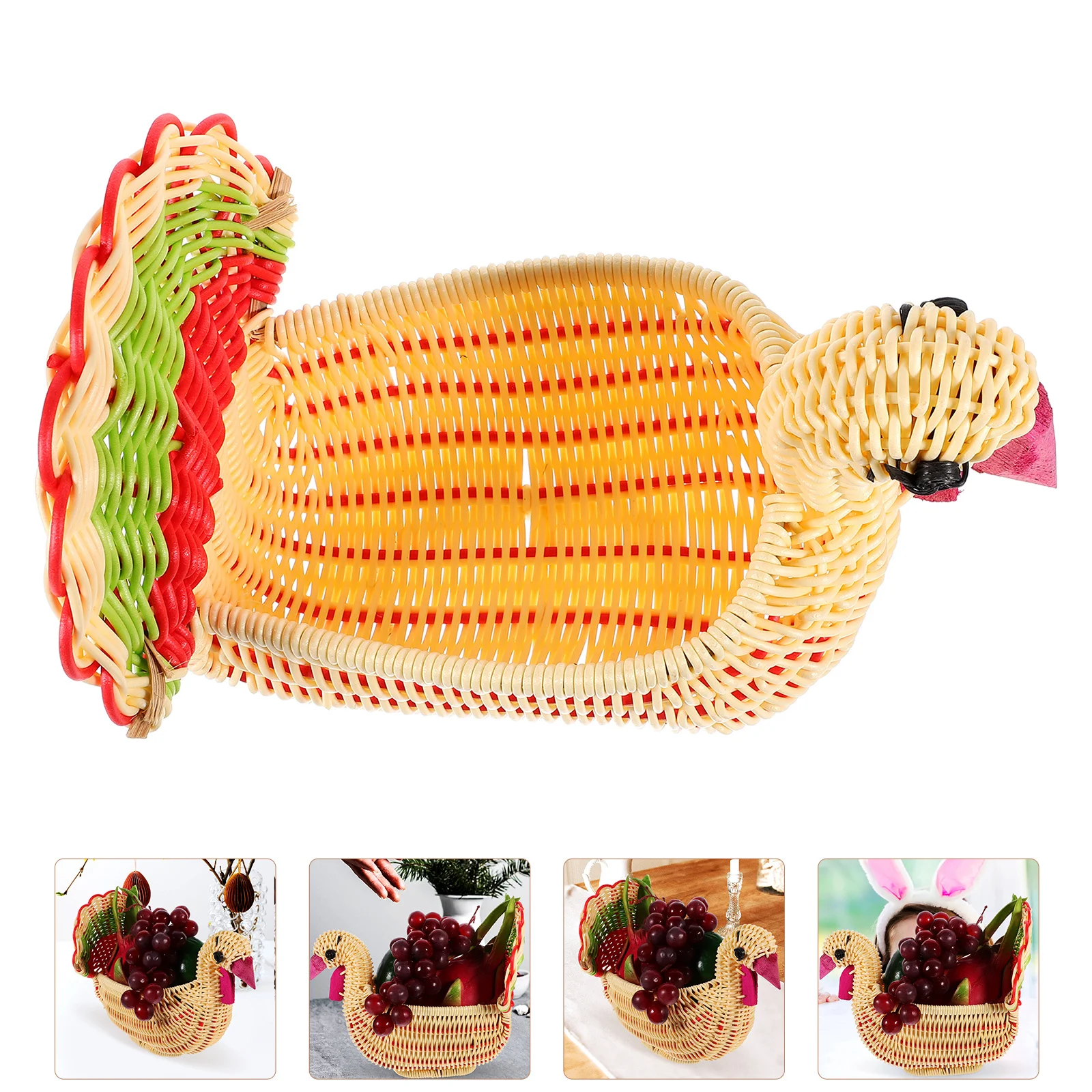 

Fruit Storage Basket Imitation Rattan Turkey Design Multi-Purpose Food Basket for Kitchen Organizing Fruits Snacks Candies