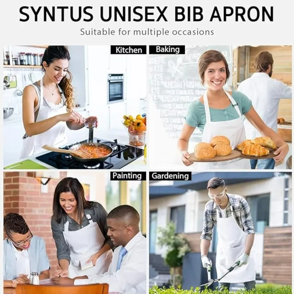 New Two Pockets Chef Aprons Oilproof Abrasion Kitchen Apron Antifouling Adjustable Straps Cooking Aprons Restaurant Serving