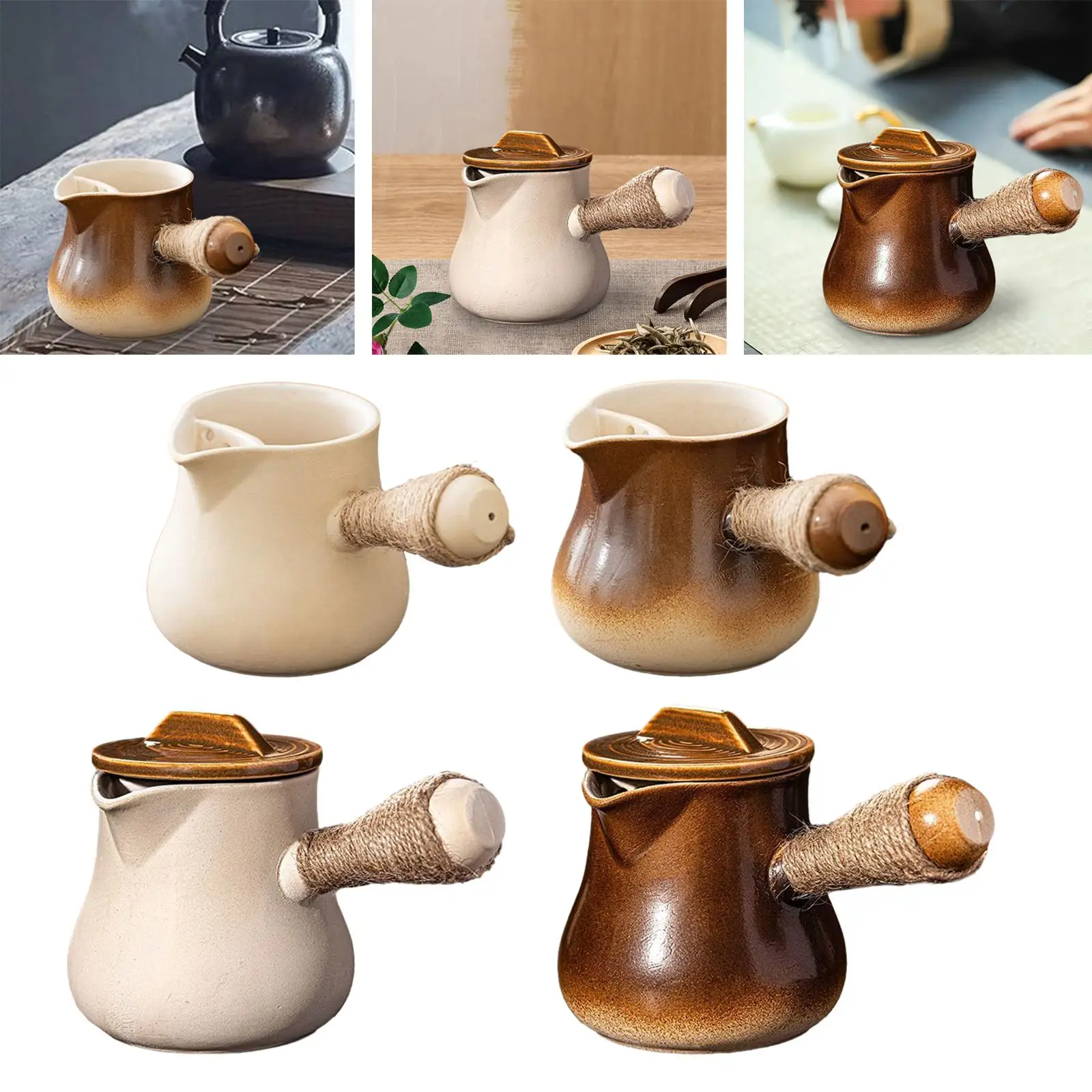 

Ceramic Teapot Blooming and Loose Tea Leaf Kettle with Anti Scald Handle for Tea House Picnic Home Tea Lovers Gift Hotel