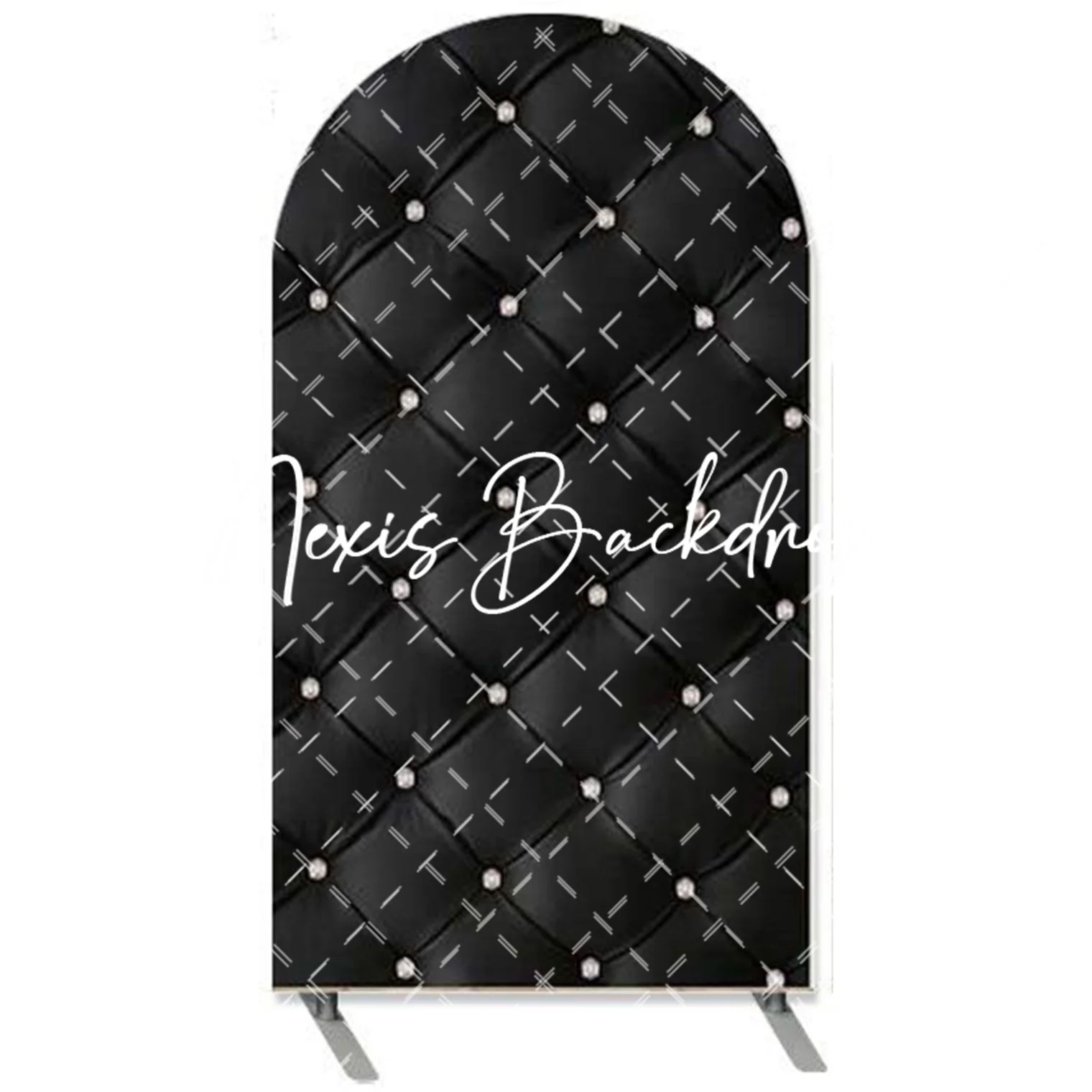 Schwarze Sofa Textur Diamanten 2-seitige Bogen Hintergrund Party Dekoration Abdeckung Chiara Baby Dusche Hintergrund Geburtstag Silber Banner