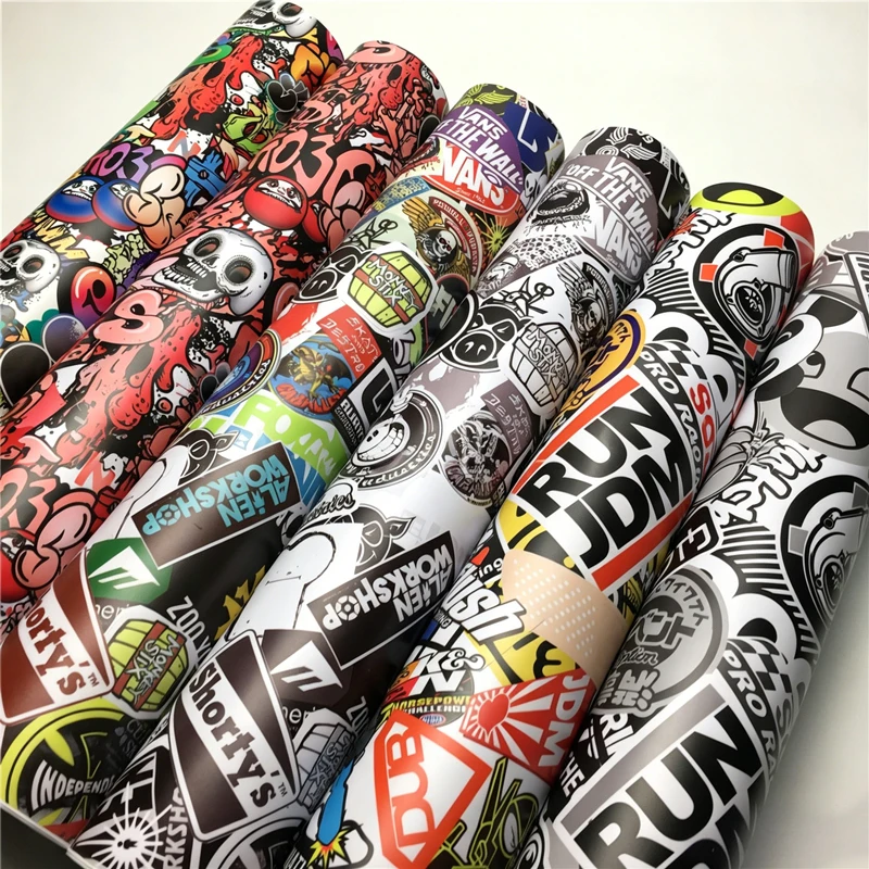 Pellicola Adesiva per Auto con Graffiti, Cartoni Animati, Cambio Colore, Camouflage, Decorazione per Skateboard, Biciclette, Impermeabile in PVC