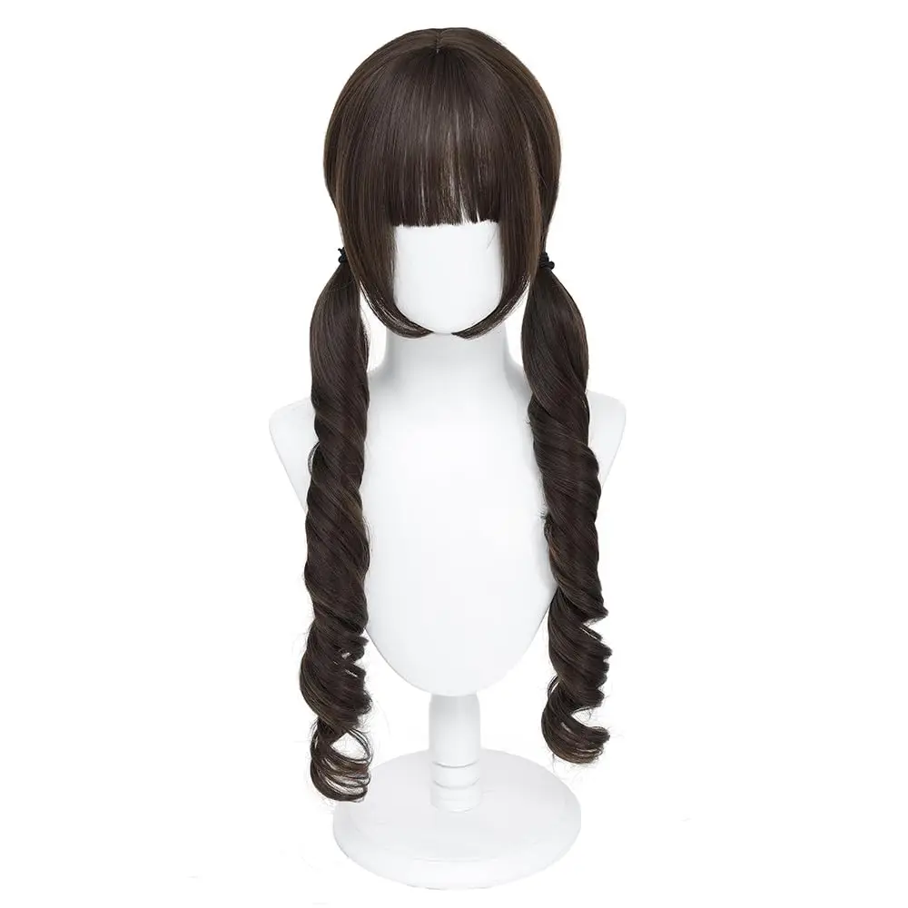 Lolita Synthetic Wig for Women - Long Roman Roll Double Ponytail Pigtail Wig with Jellyfish Bangs, Adjustable Cap
