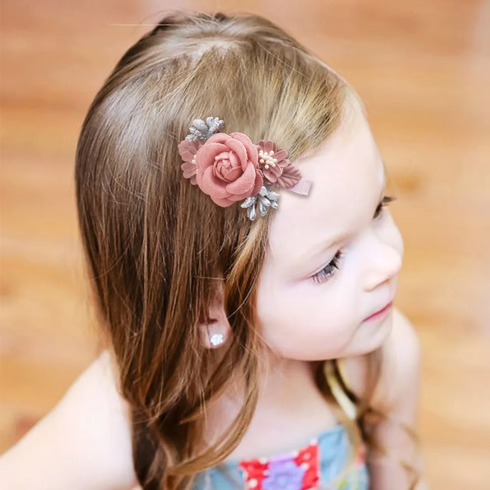Épingles à cheveux fleur princesse pour bébé et petite fille, coiffure pour enfants, accessoires pour cheveux, ensemble de 3 pièces