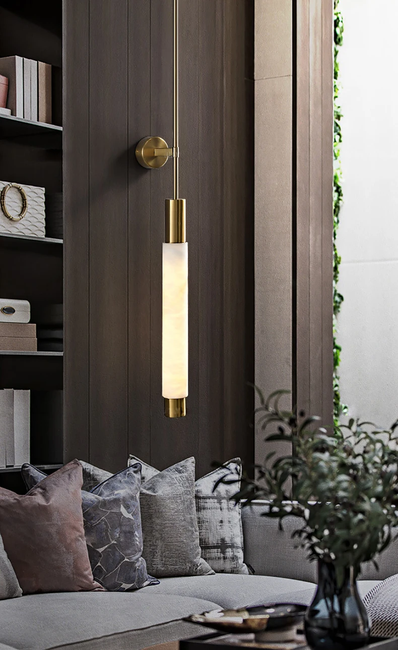 Simple Natural White Marble Wall Light Copper