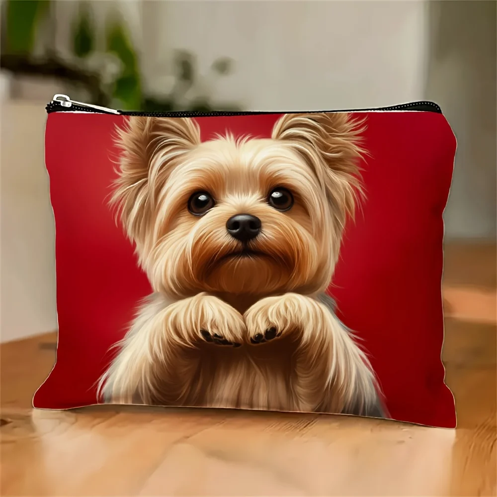 A Cute Yorkshire Terrier printed makeup bag - multifunctional zipper pouch, jewelry storage bag,