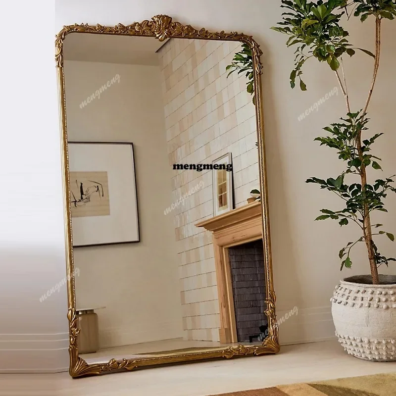 H134American retro wall hanging floor mirror clothing store fitting mirror bedroom bathroom makeup mirror