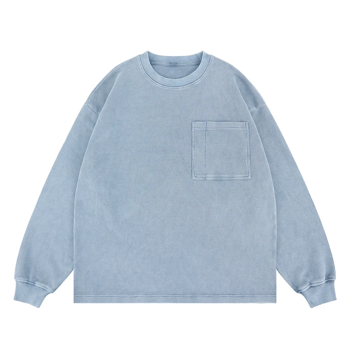 

Autumn/winter 2025 new contour heavy waffle check long sleeve t-shirt with small neckline