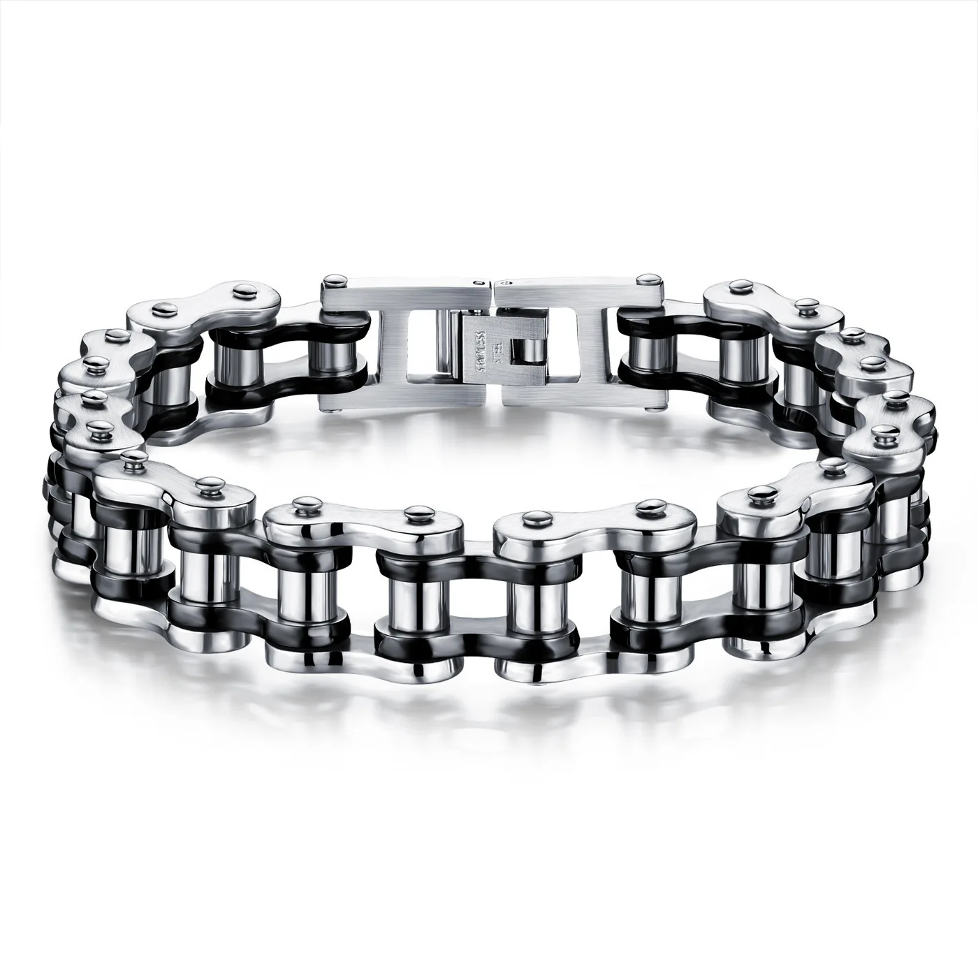 Cross-border European and American non-fading men's stainless steel trendy rock and roll bike motorcycle bracelet