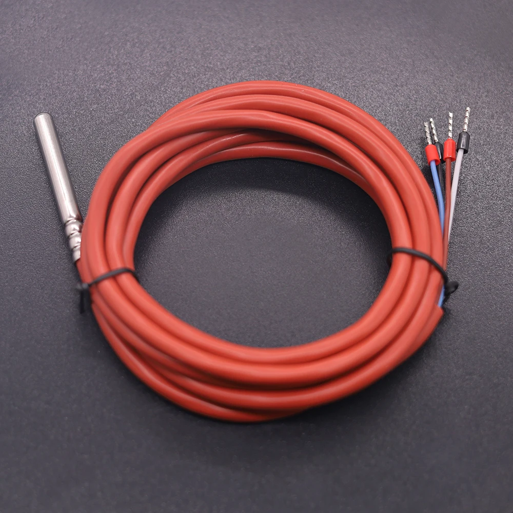 4-draads type PT100 thermokoppel waterdichte hoge temperatuur thermokoppel temperatuursensor met siliciumkabel
