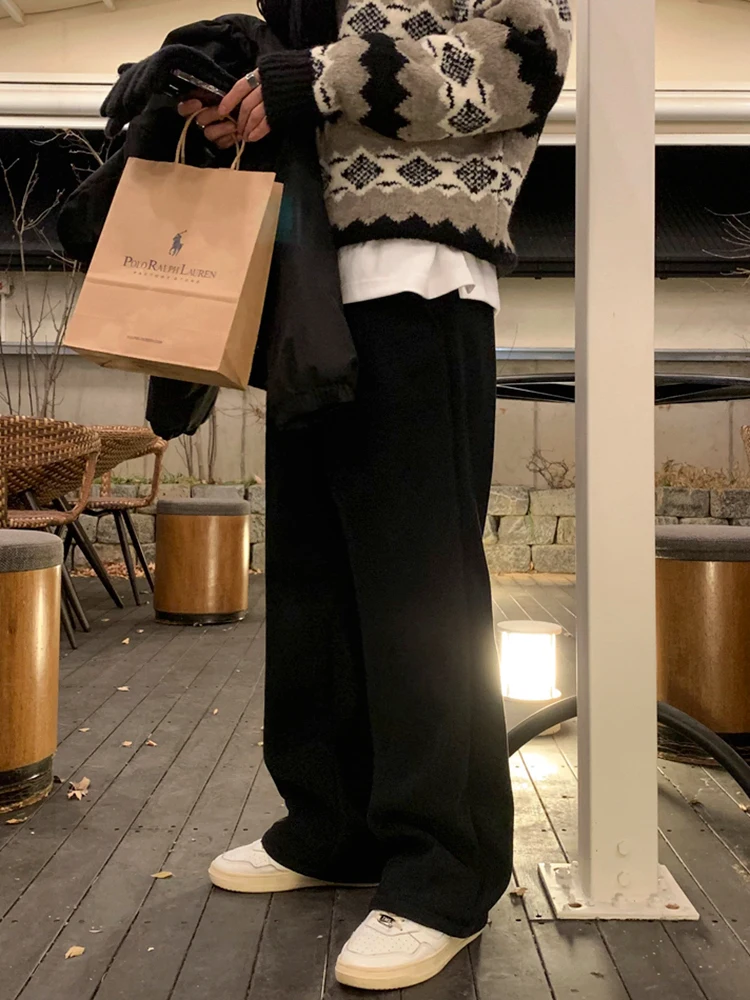 SYUHGFA-Pantalon Décontracté pour Homme, Texture Fouet, Solide, Taille artificiel astique, Design de Style Coréen, Jambes Droites et Larges
