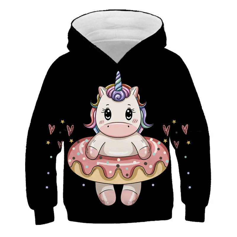 

Fashion Popular Pullovers Birthday Party Best Gift for Child Unicorn Cute Pattern Hoodie Kids Clothes Girls Popular Sweatshirt
