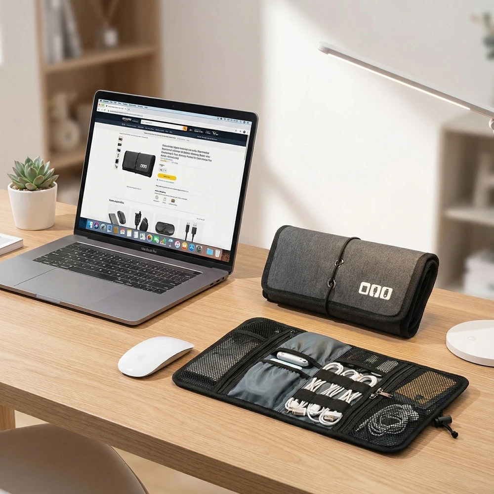 Bolsa Organizadora de Cables, Estuche de Almacenamiento de Accesorios Electrónicos de Viaje, para Cargador, Banco de Ene