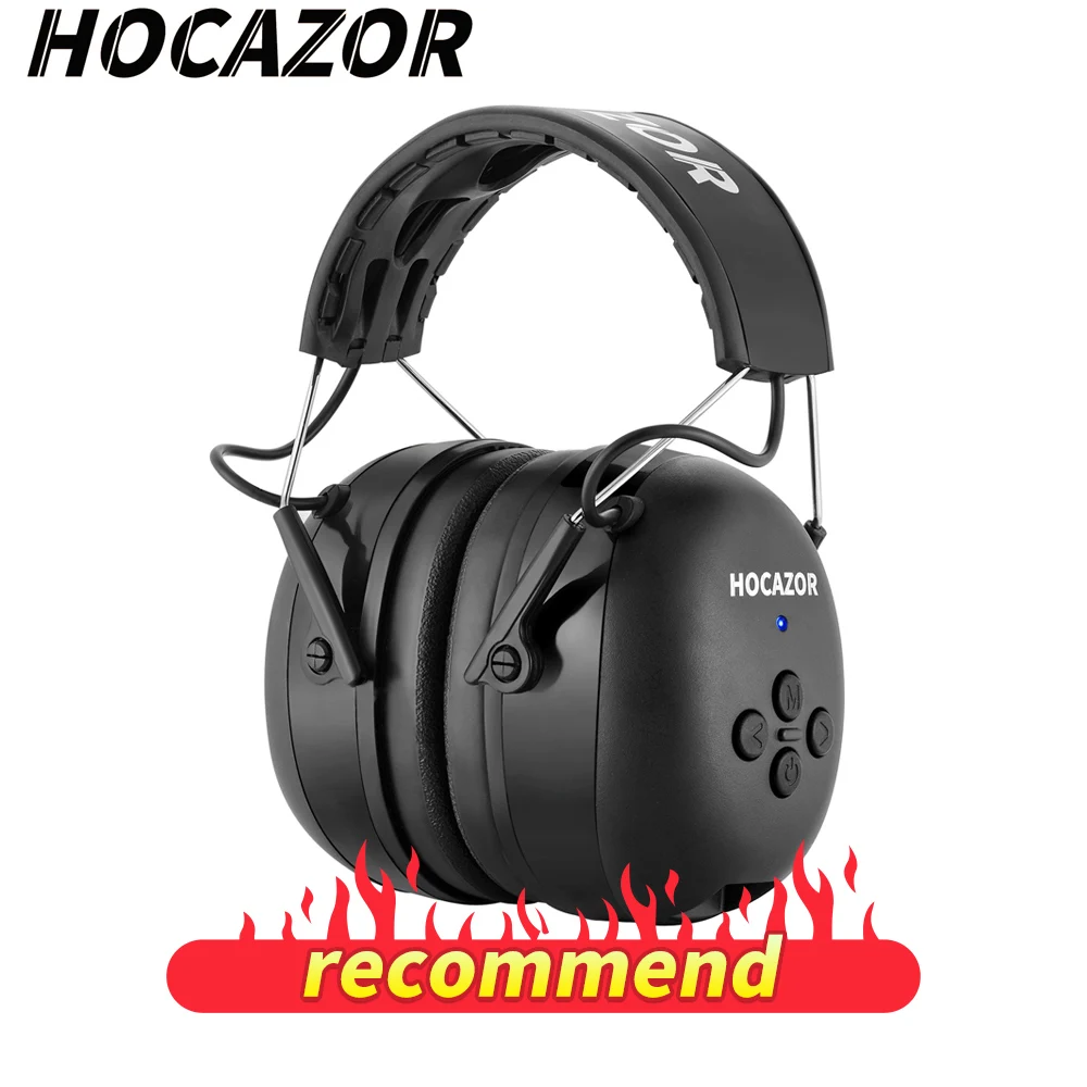 HOCAZOR Electronic Hearing Protection Bluetooth 5.3 Music Headphones for Mowing Noise Cancelling Earmuffs Security Protecter