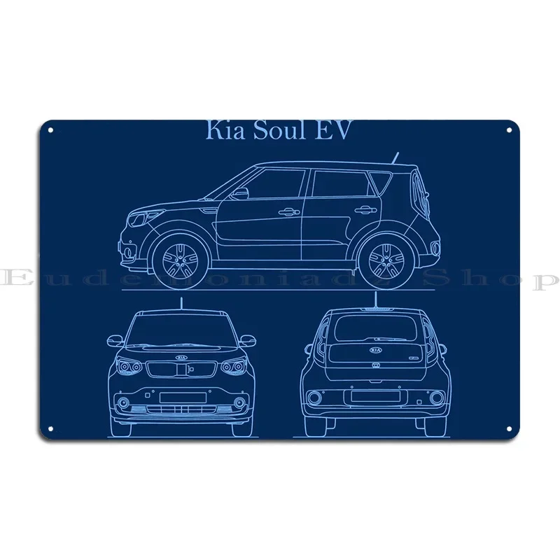 Kia Soul Ev 2017 Blueprint Isuzu Zen Concept Blueprint Da Vinci Sketch Art Citroën DS Metal Plaque Mural Designs Tin Sign Poster