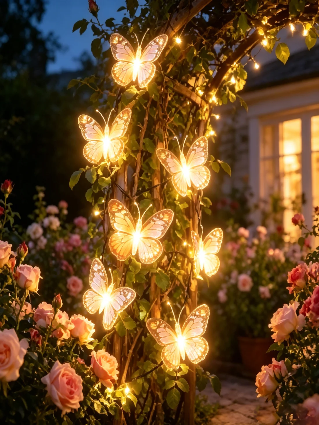 Solar-powered Butterfly String Lights, Realistic Butterfly Lights, Solar-powered Outdoor Garden Decorative Lights JJ3128