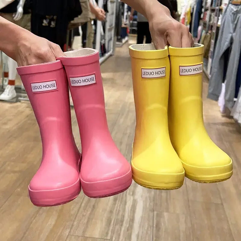 New Children Boys Girls Fashion Rubber Rain Boots Slip-on Waterproof Rainboots For Kids Water Shoes Wellies Boots