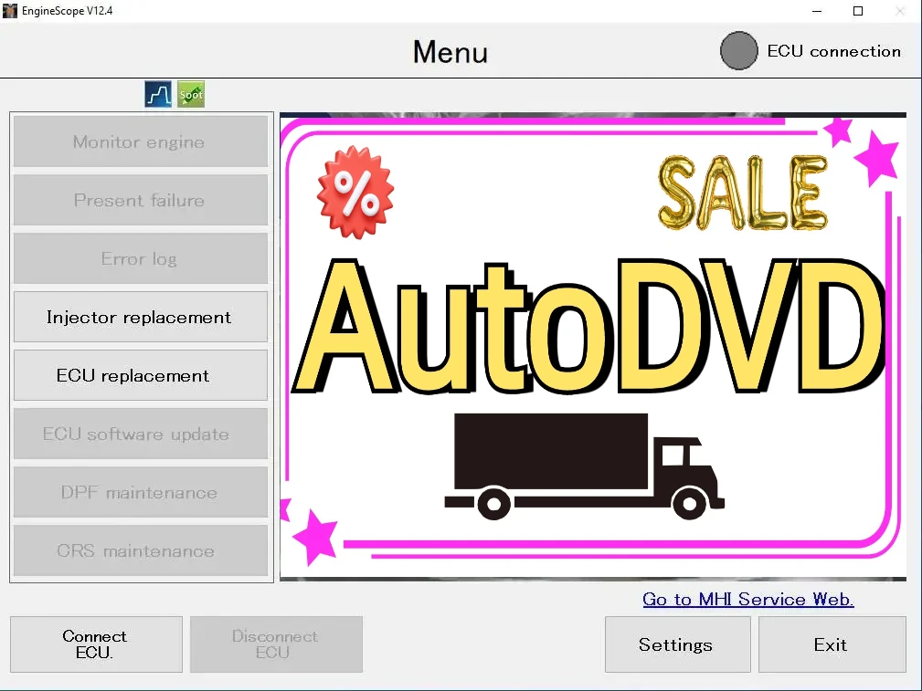 

AutoDVD для дизельного двигателя Mitsubishi EngineScope V12.4.2, сервисный инструмент + ключ