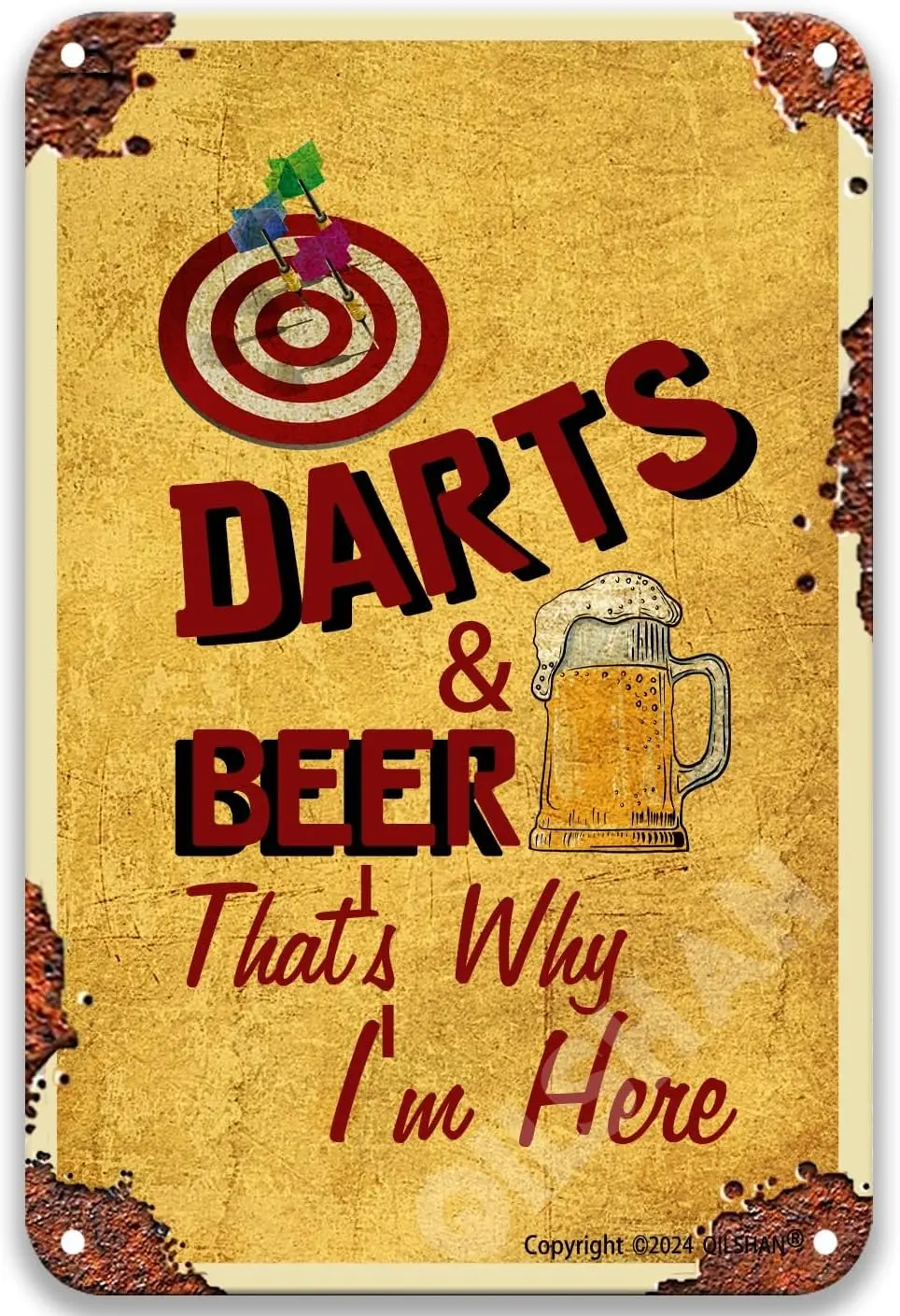 1f,Darts Beer Thats Im Here Tin Sign Vintage Dining Room Billiard Farmhouse Bathroom Decor Landscape Office Room Tin Signs