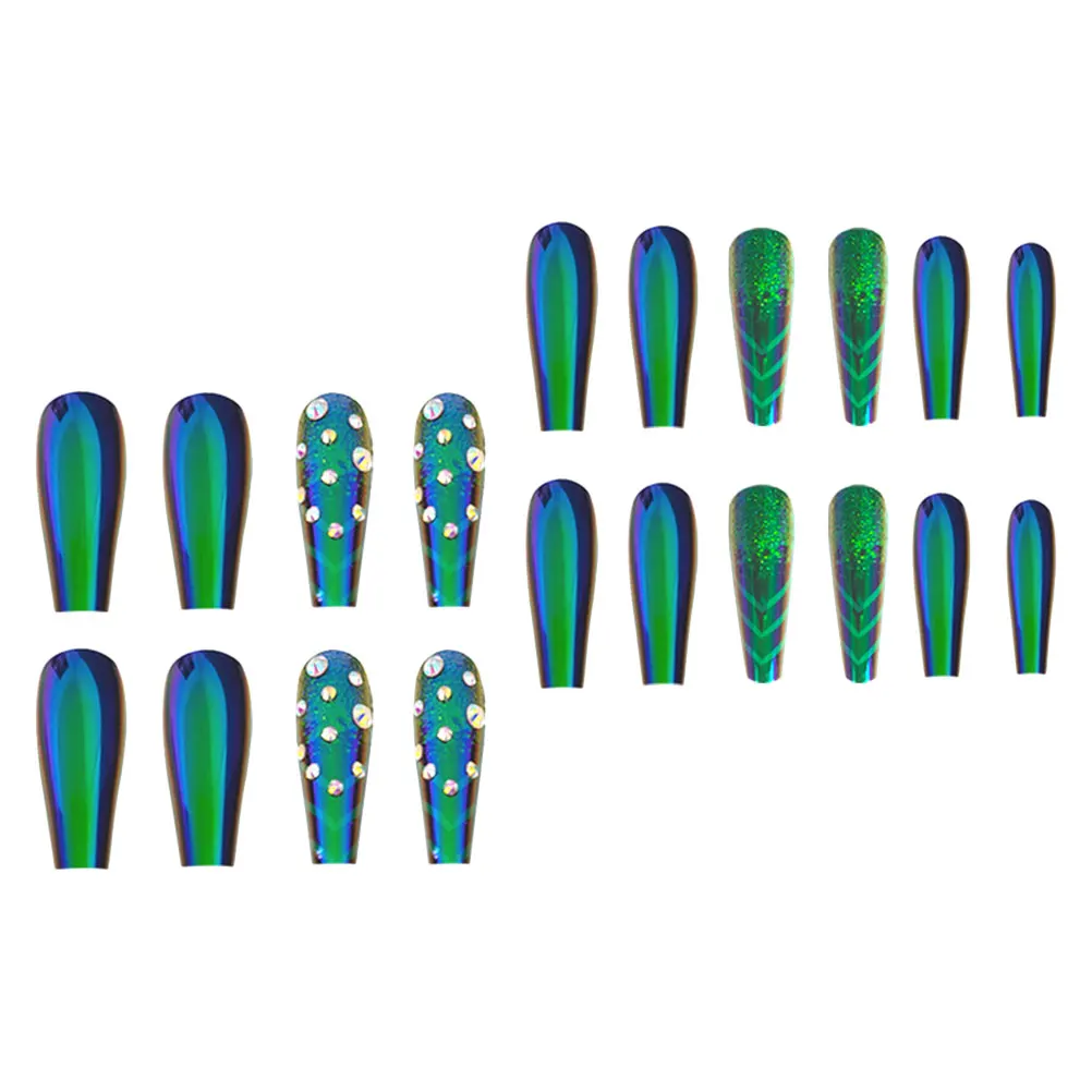 

24 Pcs Fake False Spider Nail Patches Artificial Nails Hollow Press on with Glue