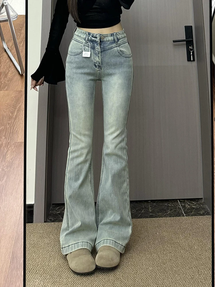 

Cleanfit American Retro Fce Lined Men's Jeans Autumn Winter Flared Knife Elastic Slim Straight Leg Denim Pants