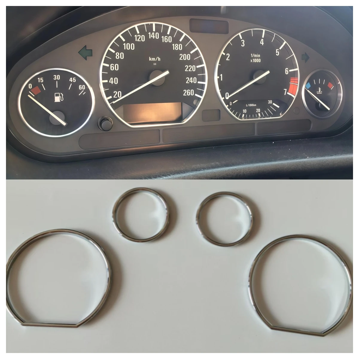 Dashboard Speedometer Gauge Dial Trim Ring Chrome for BMW E36 3 Series 1992-1999 BMW Z3 1996-2002 VDO Only
