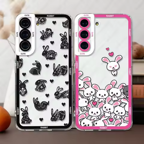 Case For Samsung Galaxy S25 S24 S20 S21 FE S22 S23 Ultra A13 A32 A33 A50 A52 A53 A73 A54 A14 Soft Cover Cute Rabbit