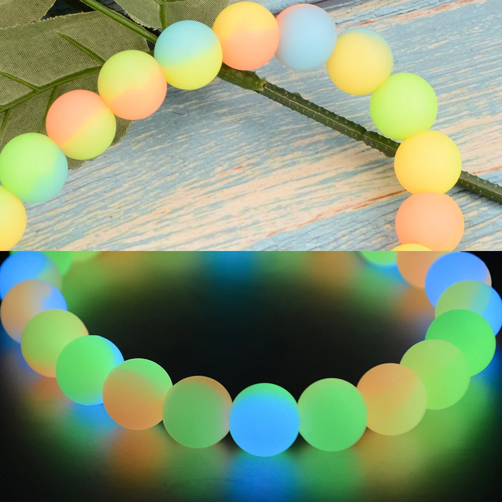 LOFCA 12mm 20pc Luminous Bicolor Hybrid Silicone Beads New Mom Kids Perles for DIY Baby Products Inverting Teeth Safe Food Grade