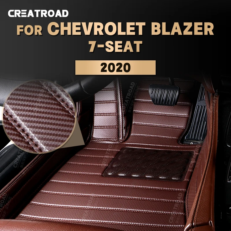 

Custom Carbon Fibre style Floor Mats For Chevrolet Blazer 7 Seats 2020 Foot Carpet Cover Automobile Interior Accessories