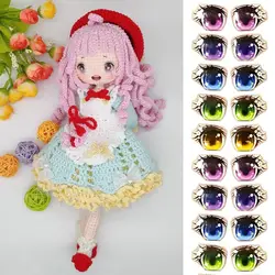 Pegatinas de Ojos de dibujos animados de cristal, papel de Chips de Ojos de varios estilos, estatuilla de Anime, calcomanías de muñeca, Cara de estrellas, pasta de órgano, 8mm, 10mm, 12mm, 15mm