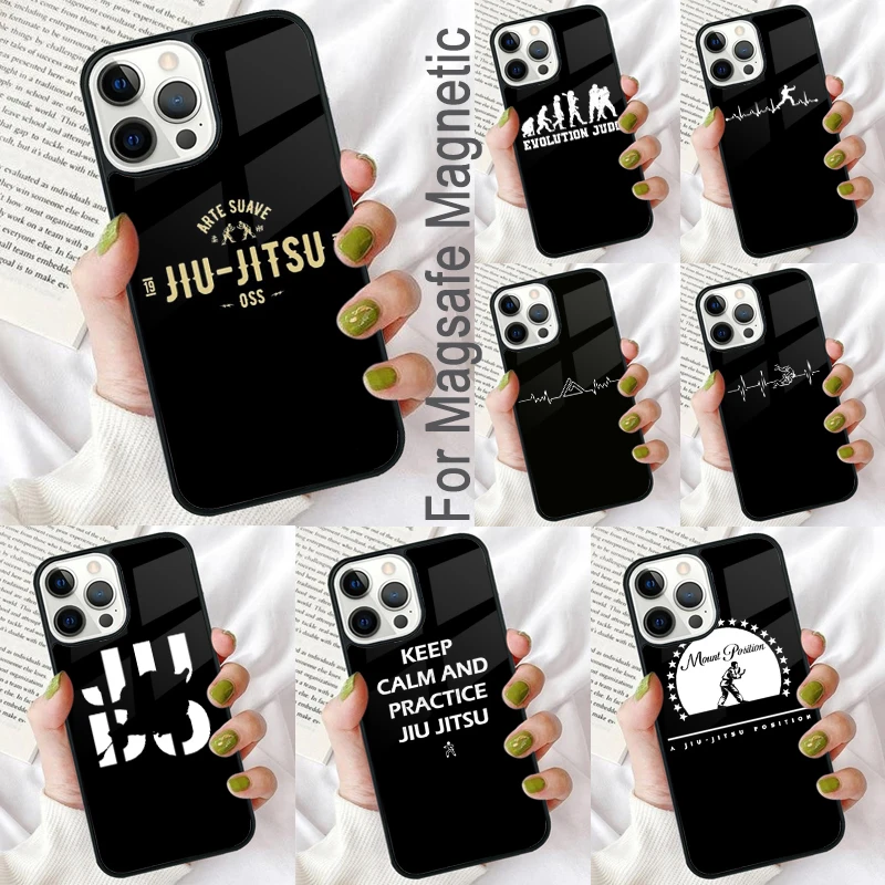 my heart beats for jiu jitsu Magnetic Soft Phone Case for iPhone 16 Promax 15 Pro 13 14 Plus 11 12 Mini MagSafe Coque