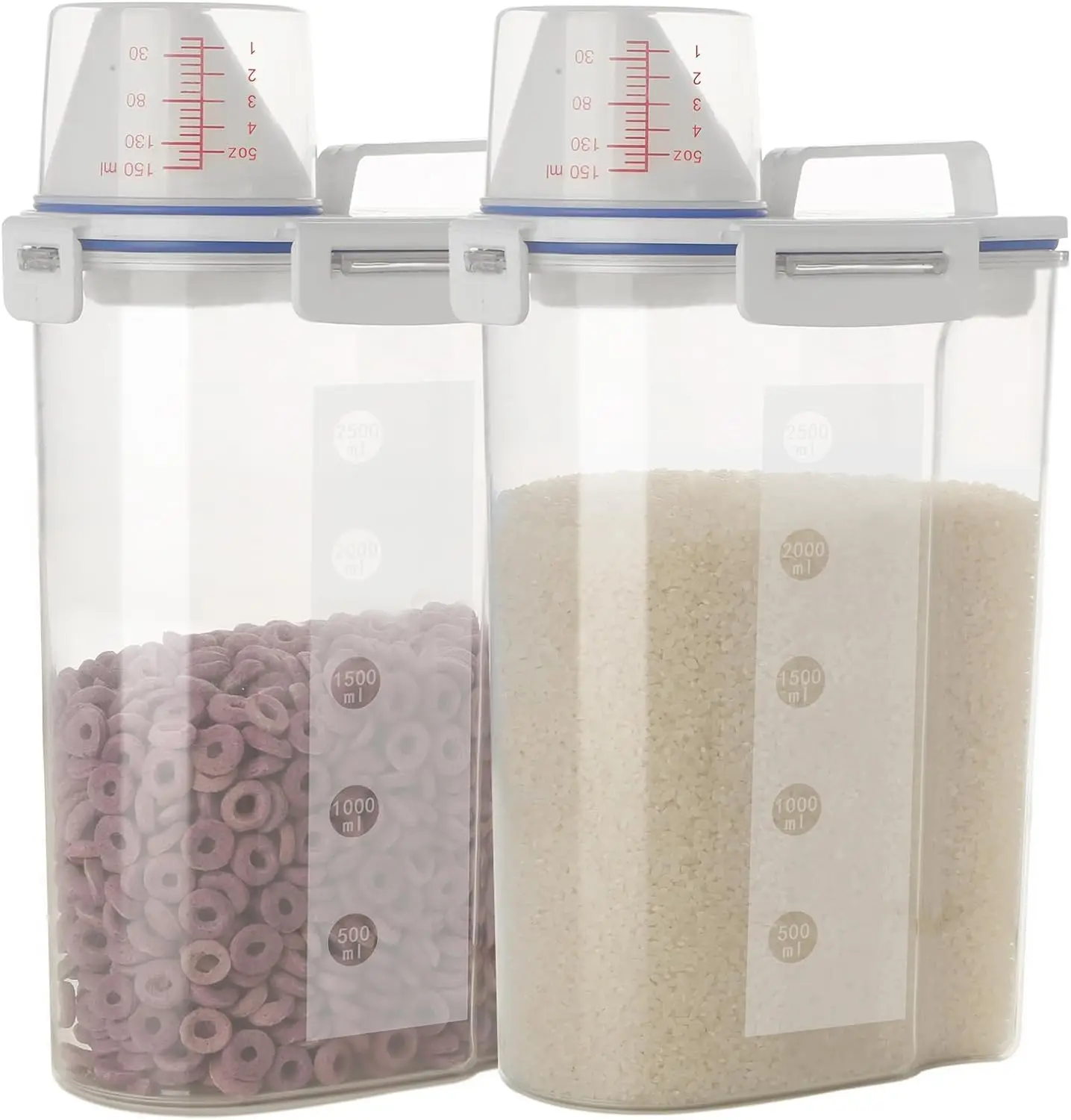 

2-х шт. герметичный контейнер для хранения риса объемом 5,5 фунта с носиком и мерным стаканчиком, прозрачный пластиковый контейнер для сухого питания для зерна, овсяных плавцов,