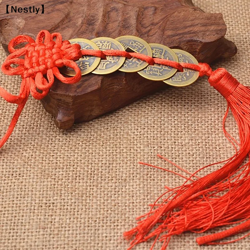 Pendentif authentique en forme de calebasse avec monnaie des Cinq Empereurs, pièce de monnaie en cuivre Zhaocai pour la protection de la maison, talisman amulette Feng Shui porte-bonheur pour la protection des portes〔Nest〕