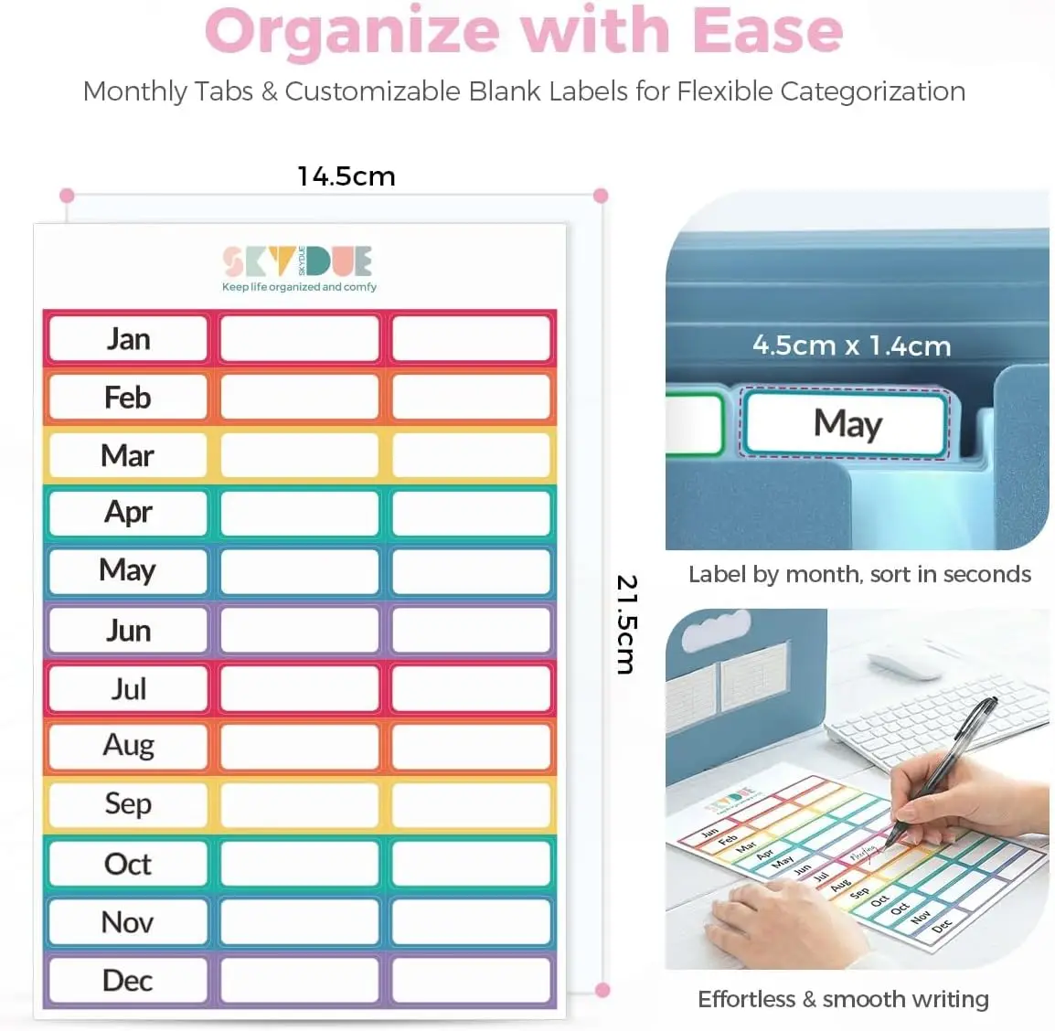 Expanding File Folder with 13 Pockets, Portable Document Organizer for Bills Receipts, Letter A4 Size, Home Office School Supplies, Haze Blue view 5