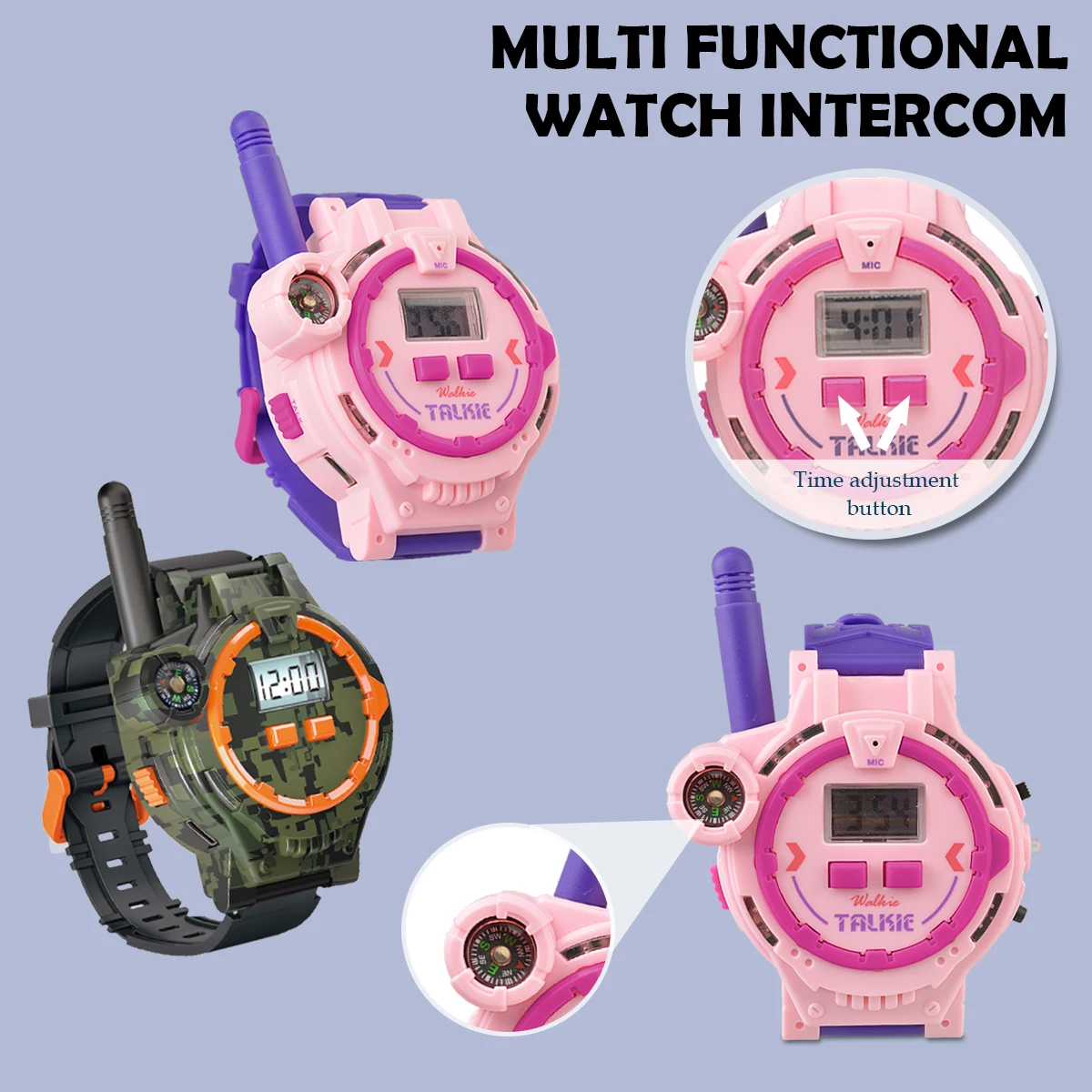 2Pcs Electronic Walkie Talkie Watch Toys, Creative Rechargeable Walkie Talkie With Compass Spying Gadgets Gifts for Kids