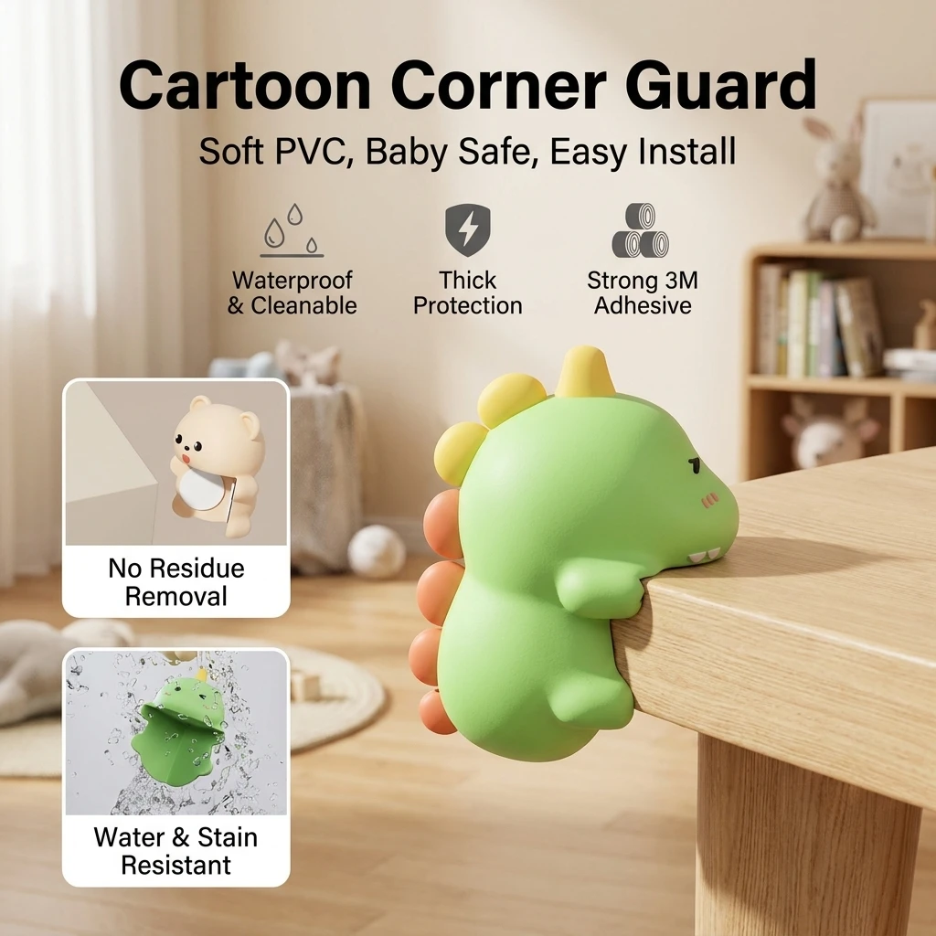 Cartoon Corner Protector Anti-Collision Edge Guard Silicone Cover for Baby Kids Furniture Table Window Dinosaur Rabbit Bear