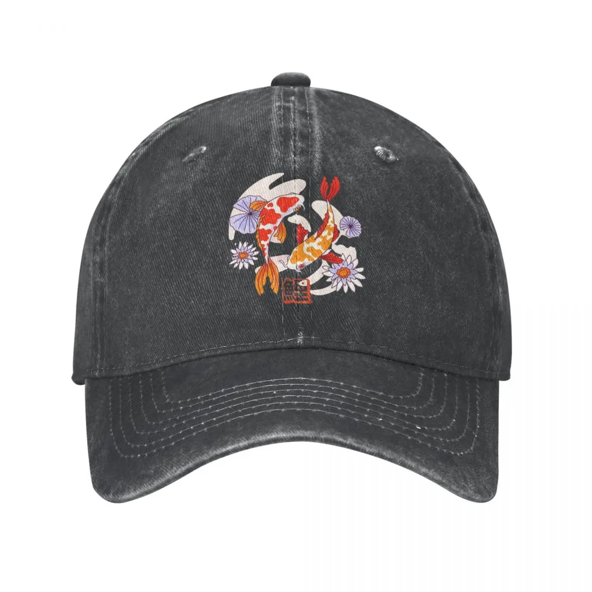 

Classic Japanese Koi Fish In Flower Pond Baseball Cap for Men Women Distressed Washed Snapback Hat Summer Adjustable Caps Hat