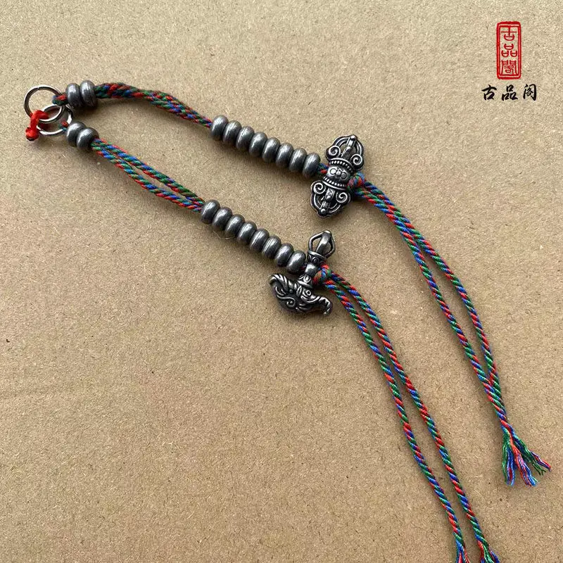 Authentic Handmade Tibetan Thokcha Iron Mala Counter Pendant Drop Charm with Cold Forged Fitting for Versatile Beads Bracelet