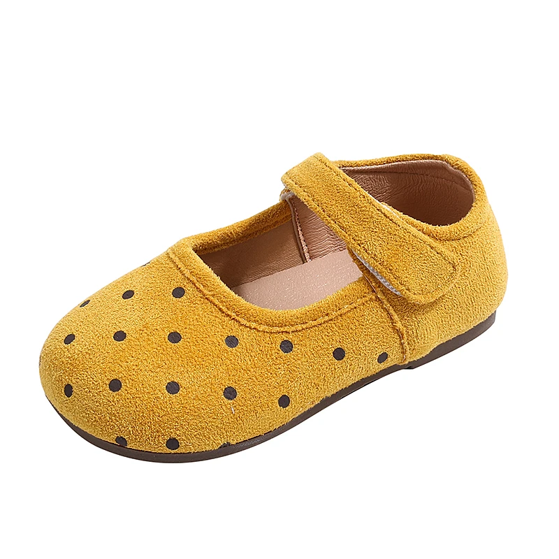 Toddler Girls Polka Dot Mary Jane Shoes, Sweet Retro Princess Flats, Hook and Loop Non-Slip Soft Sole Kids Casual Dress Shoes